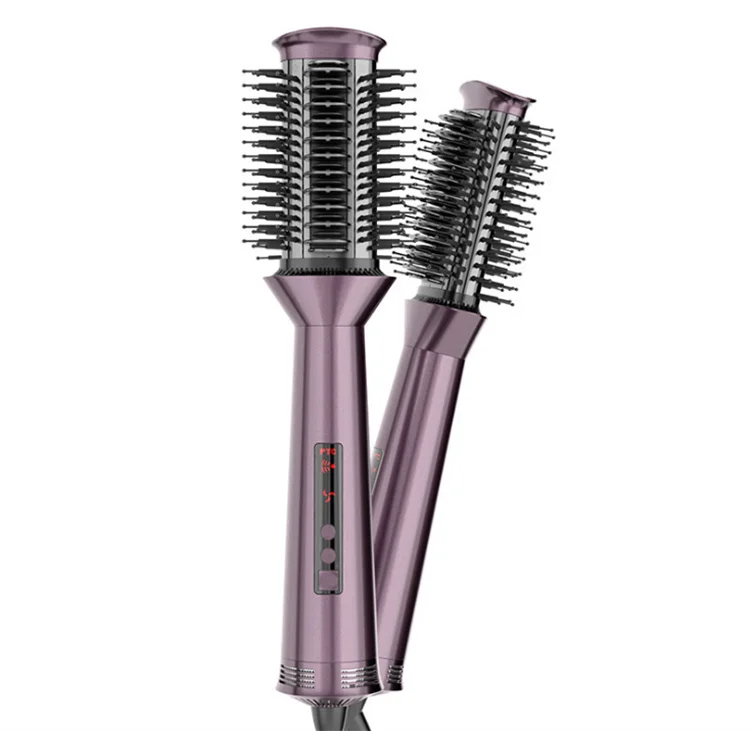

Negative Ion Electric Professional One-Step Hair Dryer Hot Air Brush 3 In 1 Hair Dryer Straightener Ion Hot Comb, Black+purple;customize