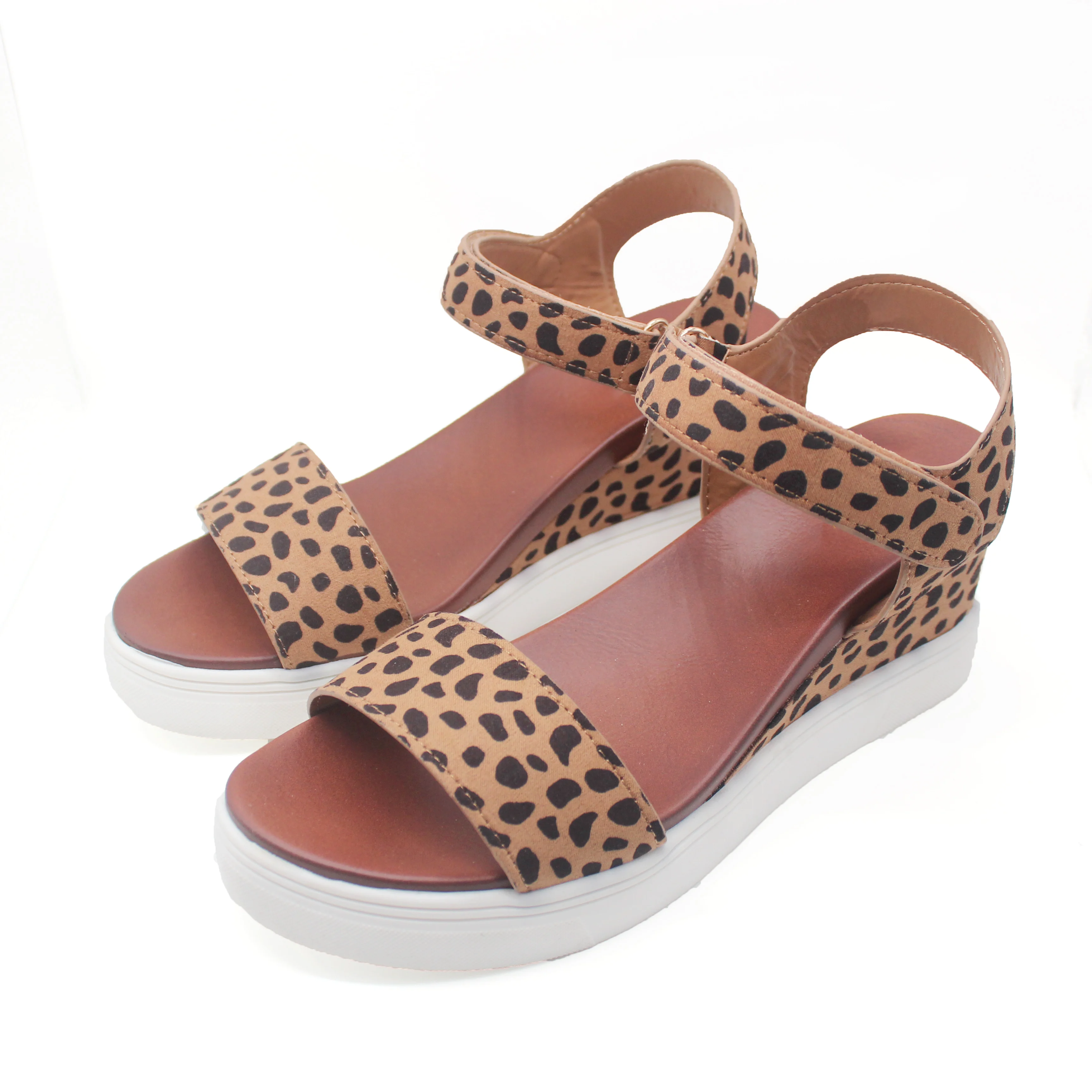 

High-Quality Boutique Women Shoes Leopard Print Plush Platform Pump High wedge Heel Sandals Shoes For Women Heel, Brown