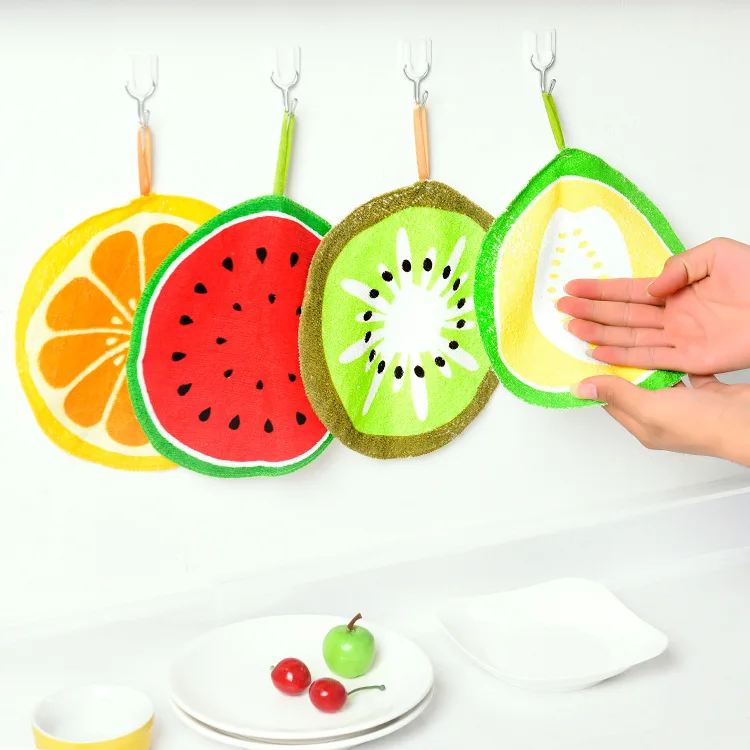 

Can Hang Type Cartoon Fruit Pattern Hand Towel Kitchen Bloat Children's Handkerchief