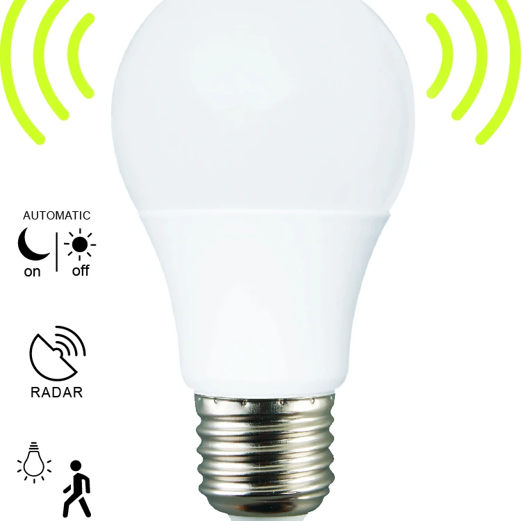 CE certificated 220V 12W Microwave Motion Radar Sensor Led Light Bulb Motion Sensor Led Light Bulb