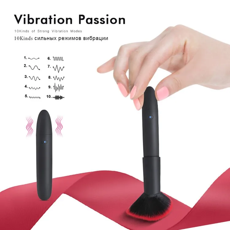 New Rechargeable 10 Modes Vibrating Makeup Brush Vibrator Women Massager Wand Stick Magic Multi 2413