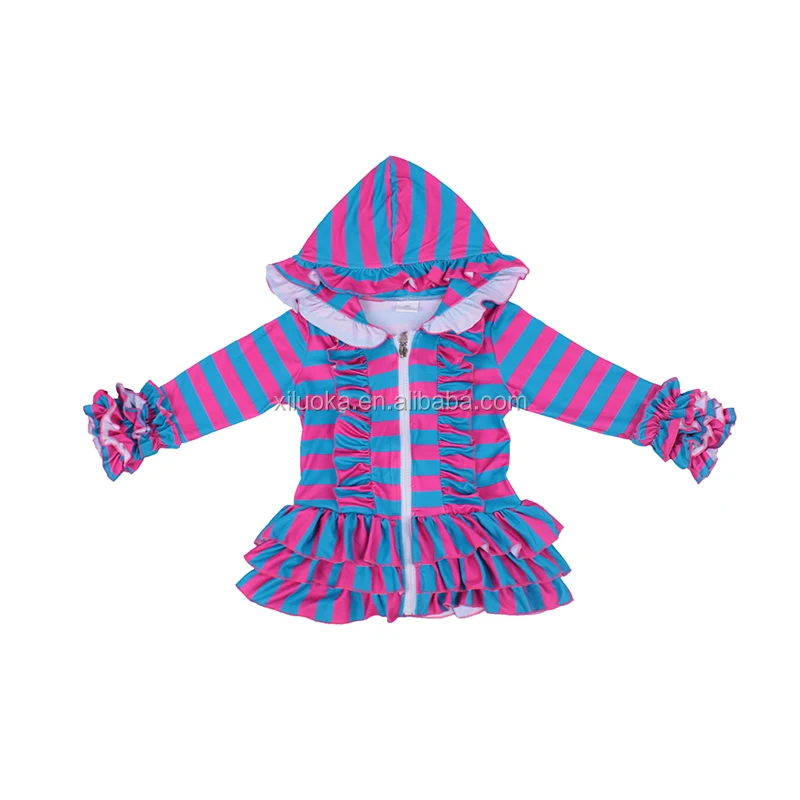 

Boutique Baby Girl Plain Color Coat Wholesale Ruffle Hooded Jackets Plus Sizes Children Jackets, Picture