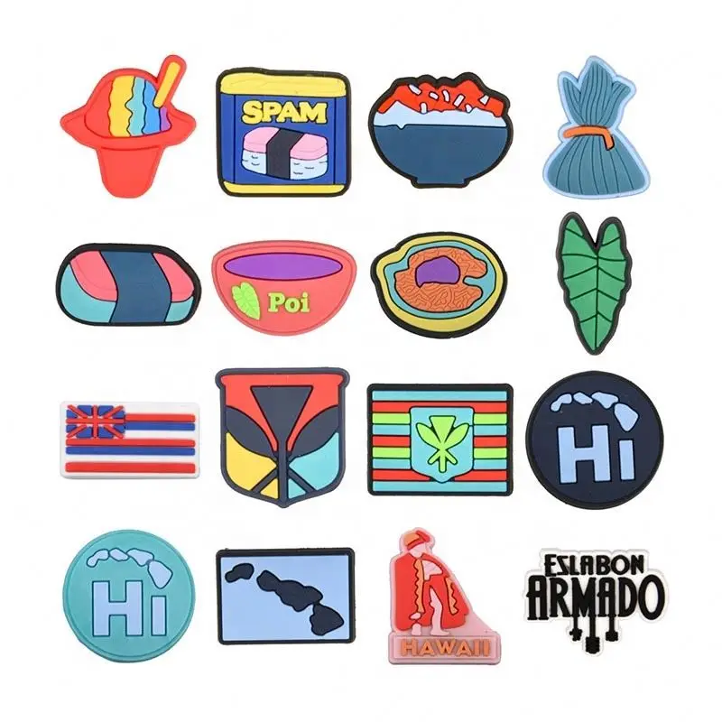 

Custom Logo Clog Food Character Flower 3D Anime Decoration Accessories Halloween PVC Polder Designer Shoes Charms For Croc, Customized