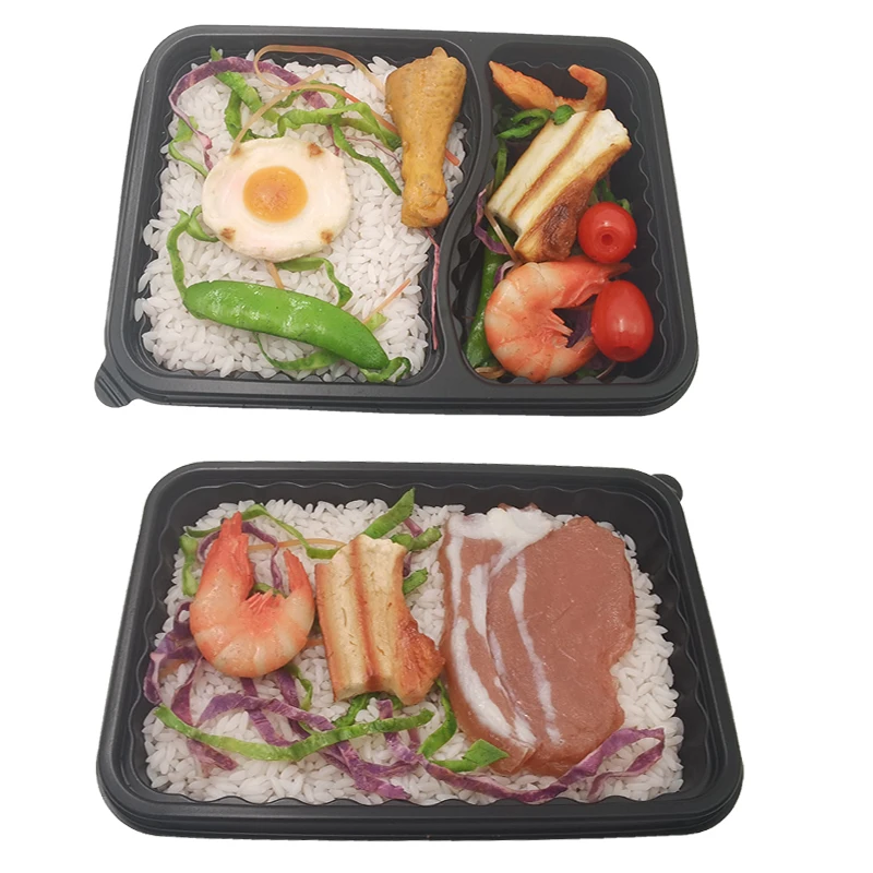 
Disposable microwave PP fast food container box plastic lunch bento tray with lid 