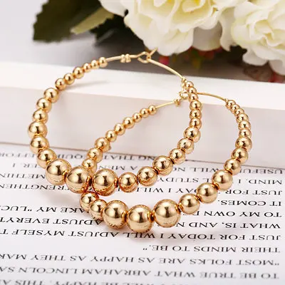 

necklace sets earrings for women stainless steel 24k gold color diamond hoop earrings, Picture