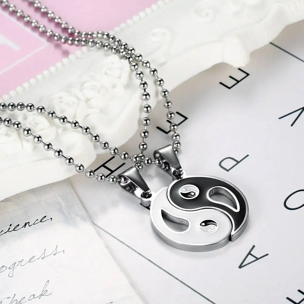 

I YOU WIN Jewelry Romantic Valentine's Day Gift Stainless Steel Tai Chi the Eight Trigrams Pendant Couple Necklace
