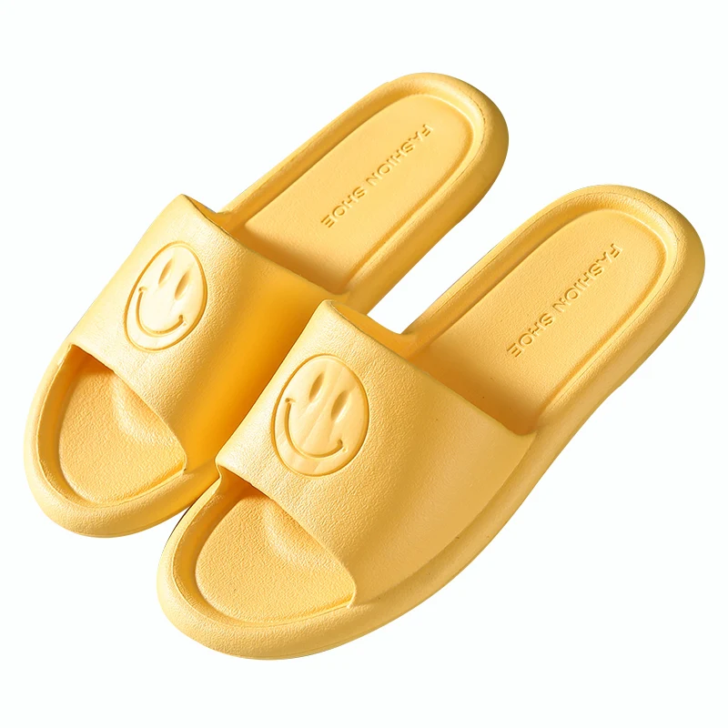 

Men Smile EVA Bathroom Shower Flat Waterproof Women Indoor Outdoor Slippers Anti-Skid Rubber Open Toe Slides, Solid color