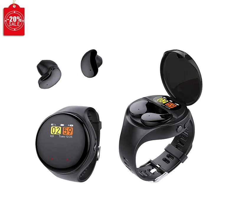 

Smart Watch 2021 Men Woman Smartwatch TWS 2 In 1 Wireless Headset Earphone Combo BT Phone Call Watches with Earbuds