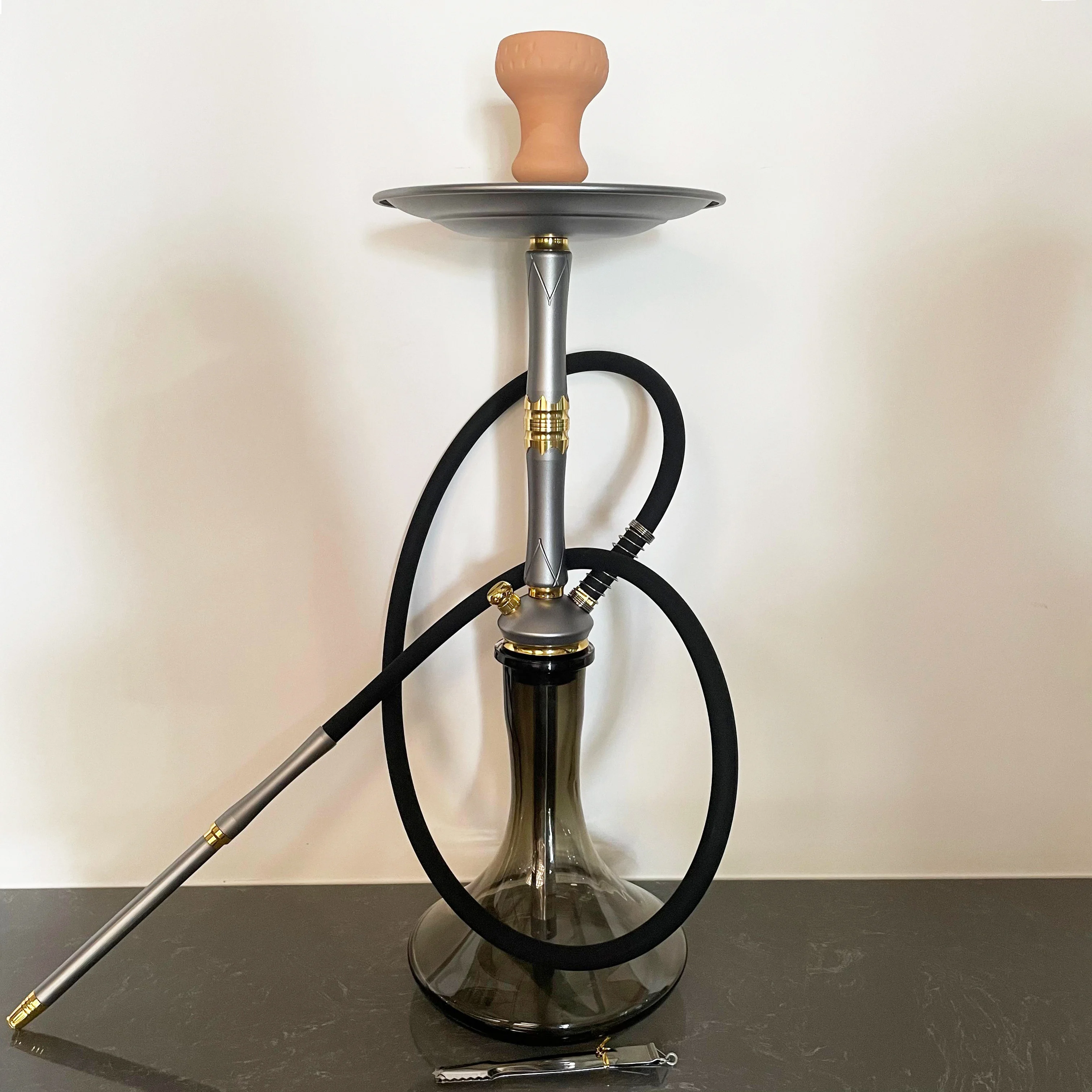 

High Quality Factory Wholesale Rose Gold Alloy Large Single Hose Cwp Hookah Shisha, Picture