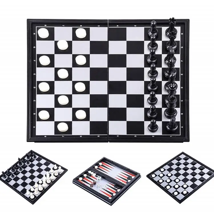 

3-in-1 Magnetic Travel Chess Set Portable Folding Checker Kit