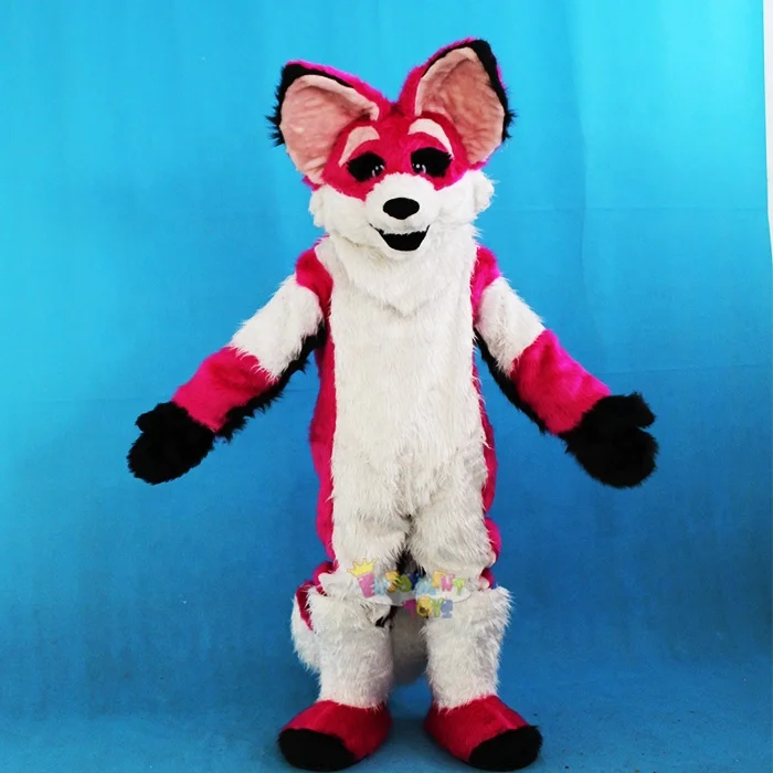 

Long fur Female Fox Dog Fursuit Mascot Costume Halloween Celebration Carnival Dress cosplay