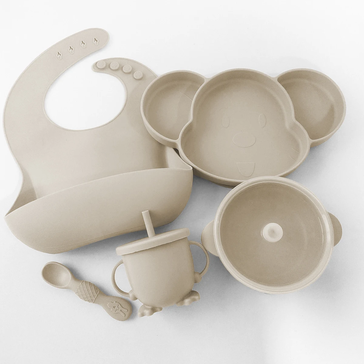 

Food Grade BPA Free Divided Kids Feeding Set Baby Silicone Suction Plate