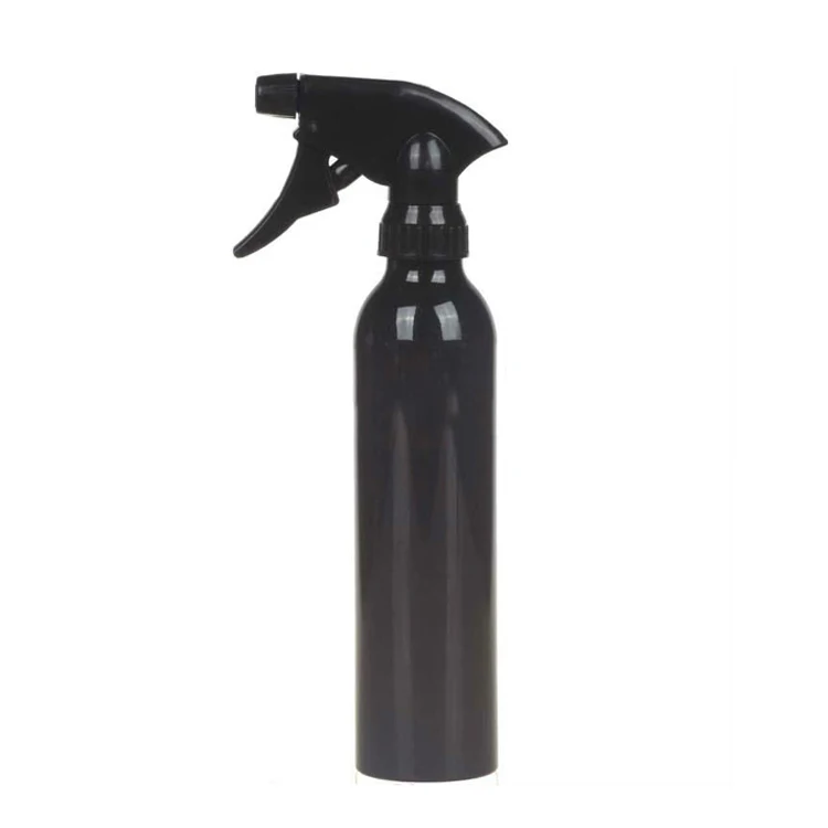 200ml Silver Custom Printing Black Cosmetic Spray Aluminum Bottle With Trigger Sprayer