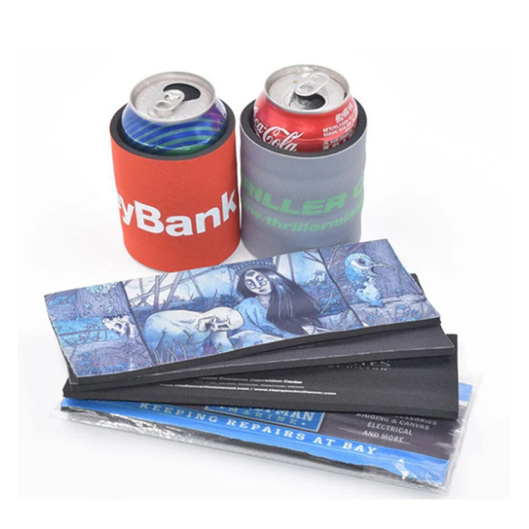 

Custom Insulated 5 MM Neoprene Sublimation All Over Printed Beer Holder Slap Wrap Can Cooler Stubby Holder, Customized color acceptable