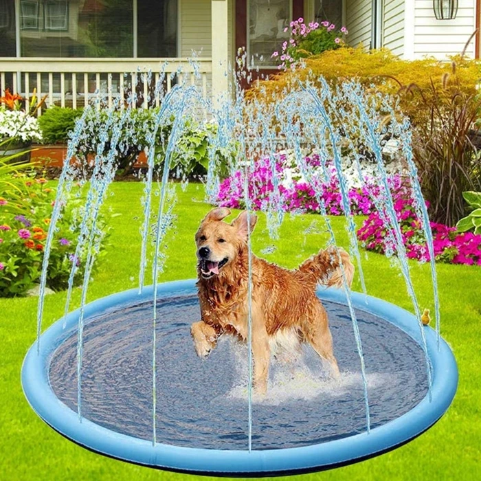 

Non-Slip Splash Pad Sprinkler for Kids Toddlers 68 inch sprinkle and splash play mat for dog wadin, Blue