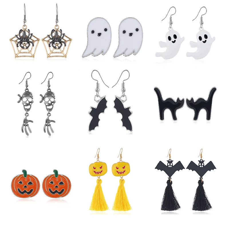 

Mix 6 Style Halloween Gift Cute Ghost Shaped Earrings Alloy Accessories, Colorful