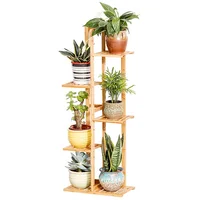 

Bamboo 5 Tier 6 Potted Plant Stand Rack Multiple Flower Pot Holder Shelf Indoor Outdoor Planter Display Shelving Unit for Patio