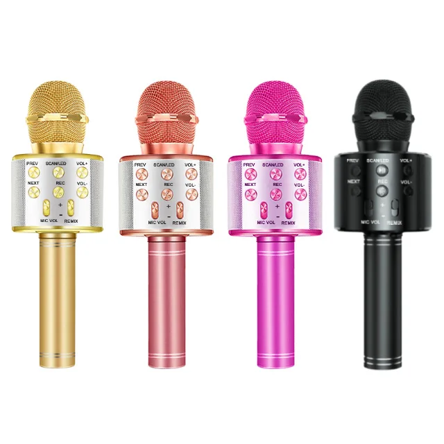 

Wireless Kids Karaoke WS858 Microphone with Speaker Portable Handheld Karaoke Player for Home Party KTV Music Singing Playing, Rose gold,tyrant gold,charm purple,classic black
