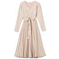 

Latest Autumn Winter Street Fashion Knitting Long Sleeve Dress Women Sweater Gown