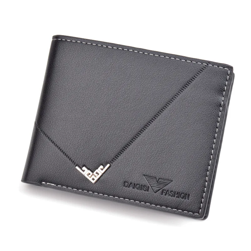 

Men's Short Fashion New Thin Wallet Multi-card 3 Fold Youth Zipper Horizontal Business Soft Leather Wallet