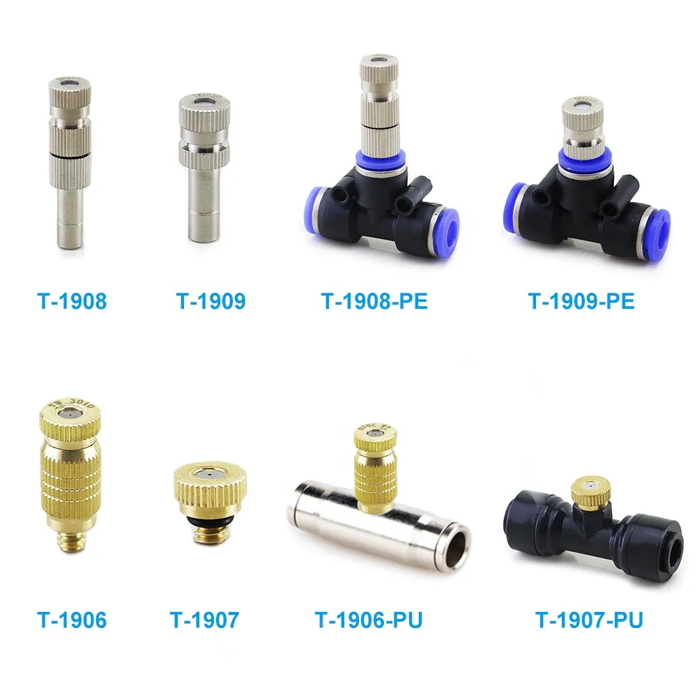 

Brass Body Greenhouse Cooling Water Fog Air Misting Nozzle High Pressure Low Pressure Slip Lock Water Mist Nozzle with Filter