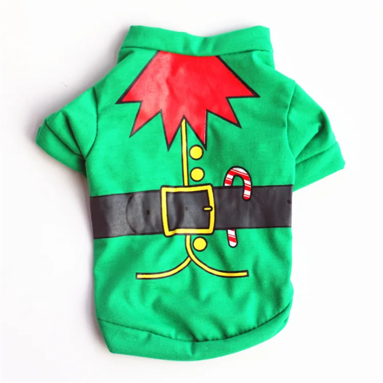 

2021 New Christmas model pet clothing dog clothes green cotton dogs t-shirt luxury dog clothes
