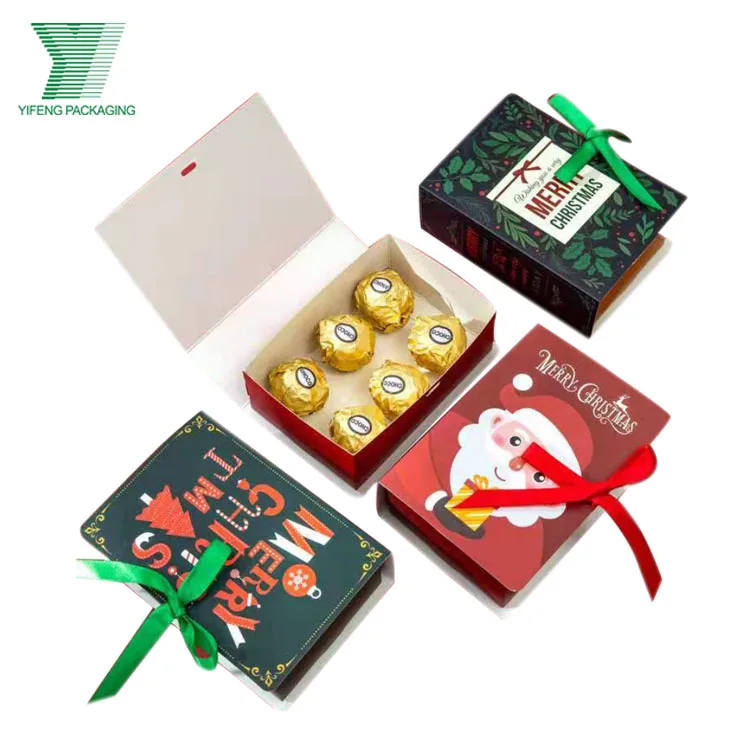 

Wholesale Customized Logo Exquisite Christmas Candy Gift Box Luxury Chocolate Packaging Box with Ribbon