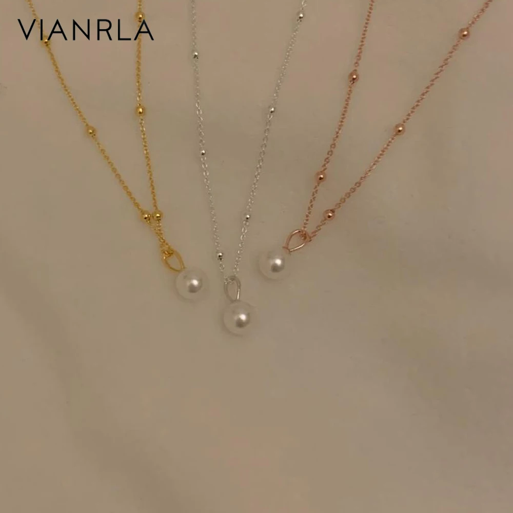 

VIANRLA Gold Chain Necklace 925 Sterling Silver Pearl Jewelry Pendant Dainty Support Customization