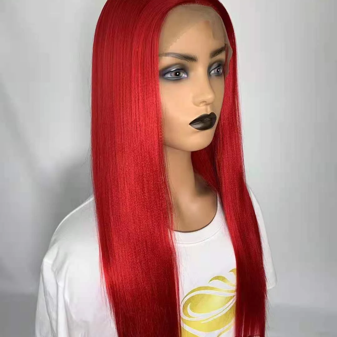 

Wholesale Hot selling high quality hair red heat resistant futura fiber synthetic lace front wig