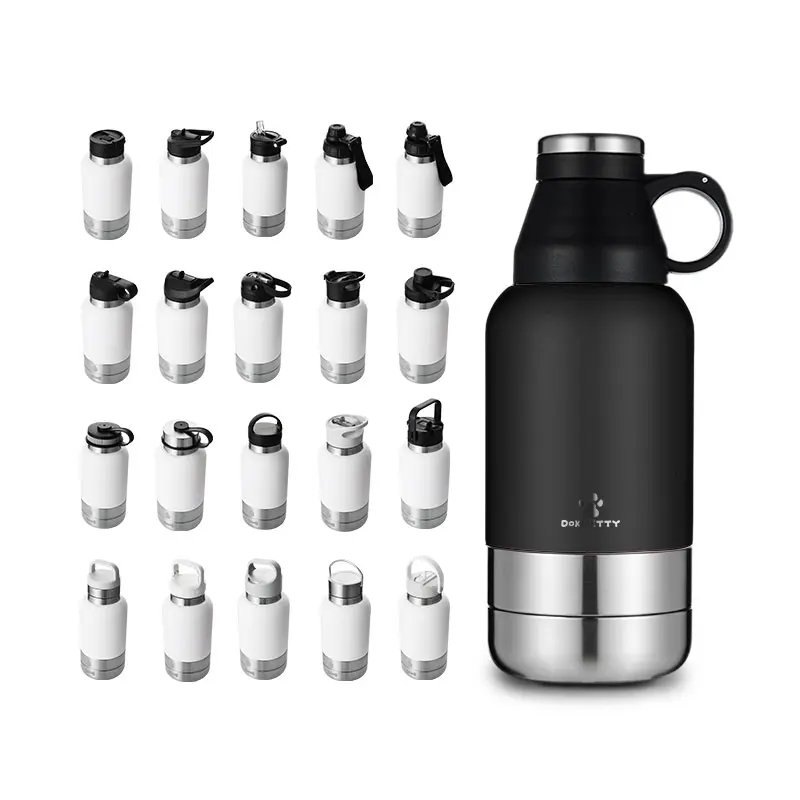 

30 lids Portable Dog Water Bottle Vacuum Insulated Stainless Steel Pet Travel Water Bottle Dog bowl with Storage