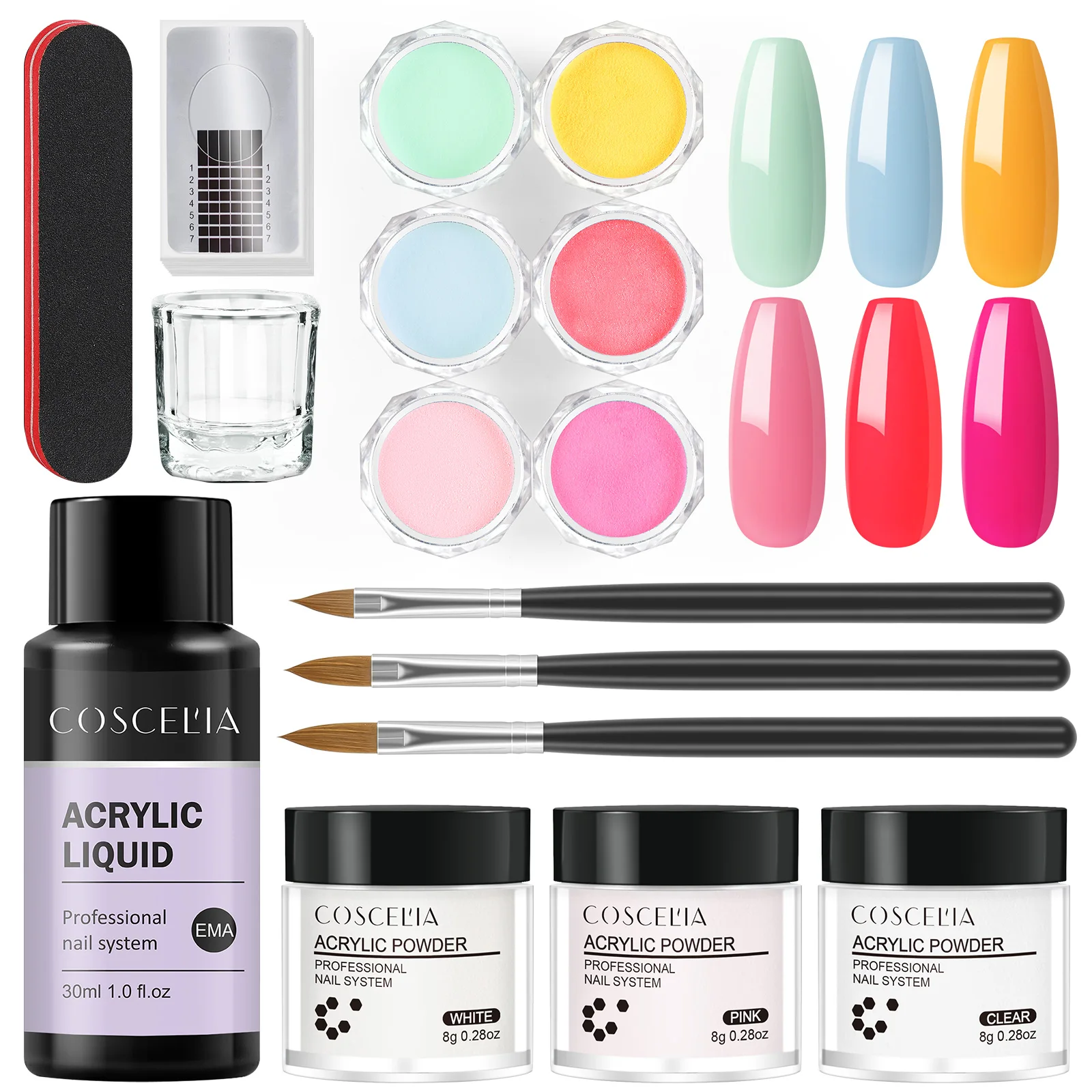 

COSCELIA Private Label Nail Acrylic Dipping Powder Gel Quick Drying Glitter Nails System Set Make Your Brand