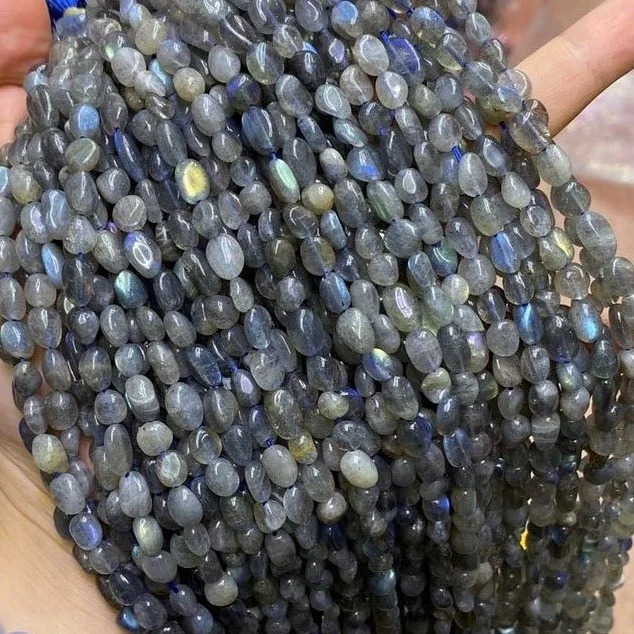 

6-8mm Natural Grey Labradorite Gravel Pebble Healing Power Energy Irregular Shape Gemstone Beads