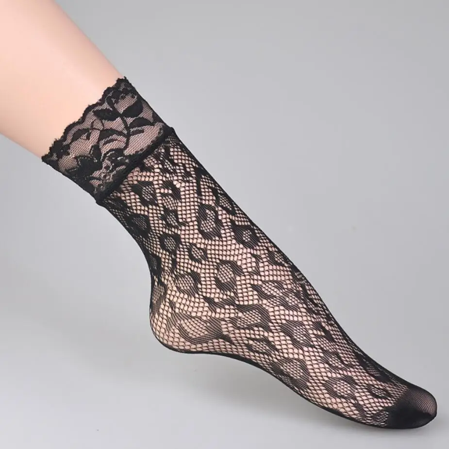 
SW402 Sexy Black Ladies Convenient Lace Sock Women Girls Ladies Soft Lace Short Ankle Socks Fishnet Socks 