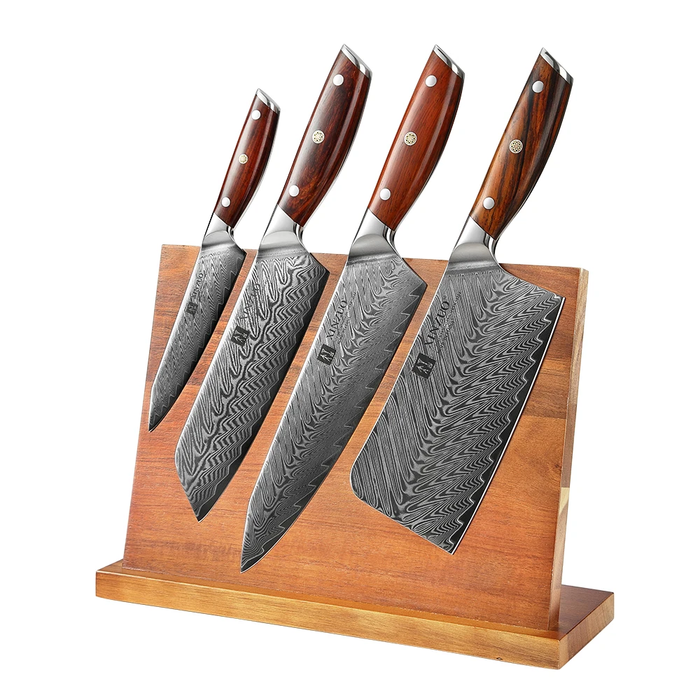 

XINZUO 5 Pcs Hot Selling Rosewood Handle Japanese 67 Layers Damascus Steel Kitchen Chopping Chef Knife Set