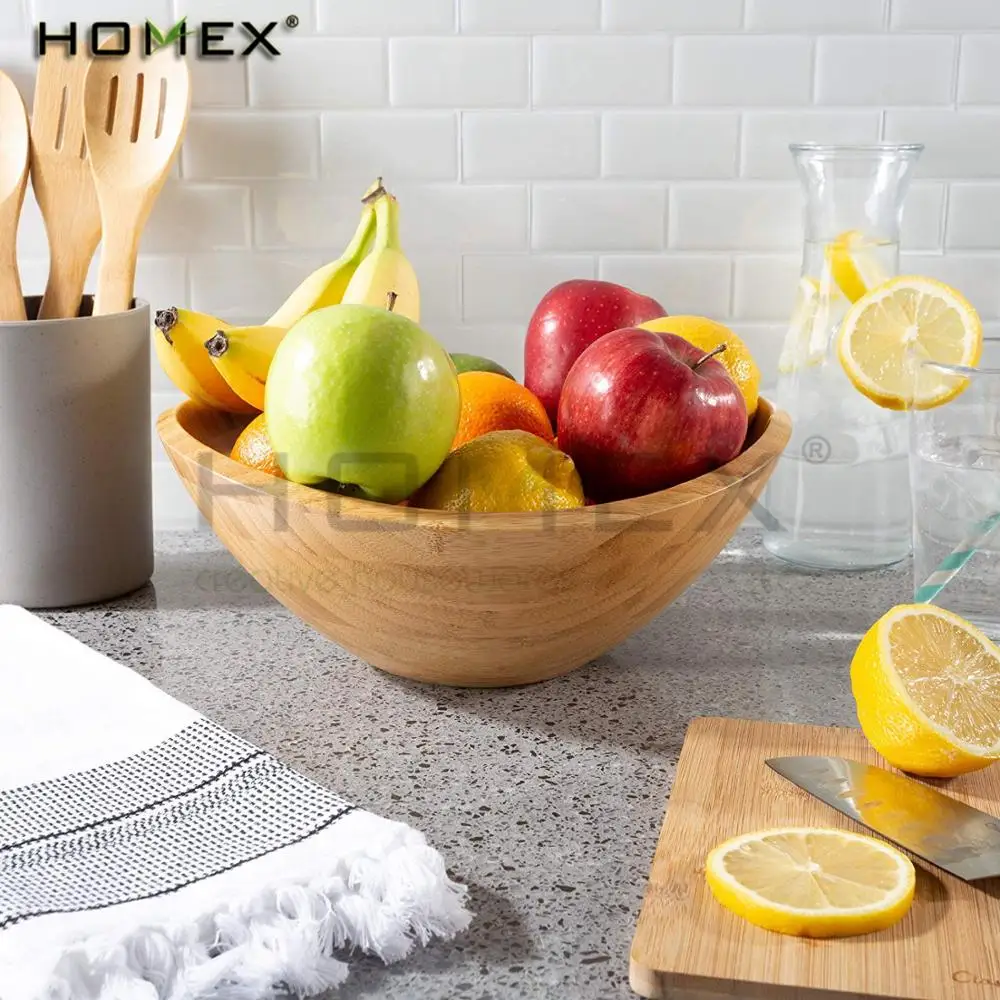 天然竹沙拉碗圆碗食品安全/homex_fsc/bsci 工厂