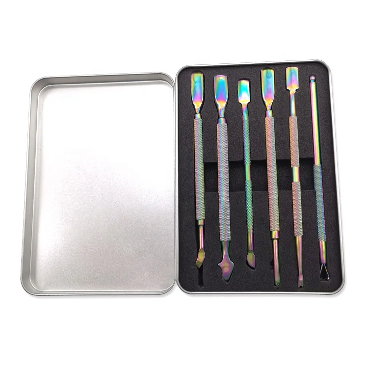 

6pcs nail tools set high quality manicure beauty clippers rainbow color professional stainless steel nail tools set