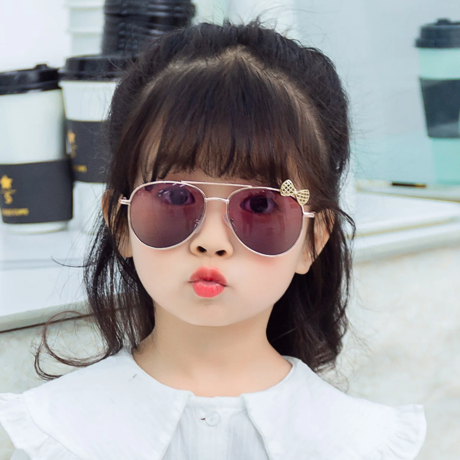 

Summer new cartoon cute children sunglasses metal frame bow retro kids girls sun glasses, As the picture show