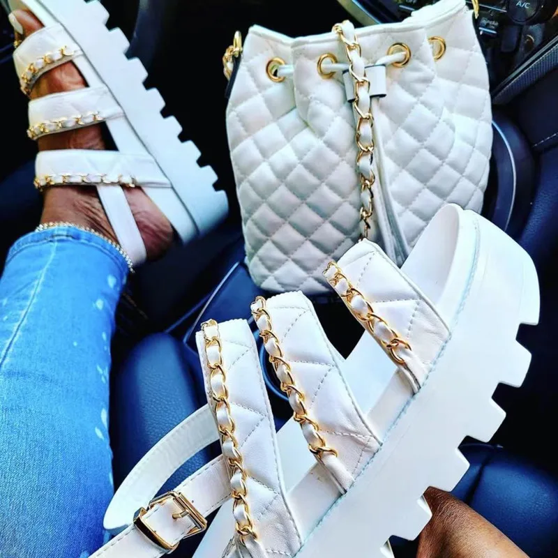 

girls latest summer women 2021 purse and sandals set hollow out sandals women slippers