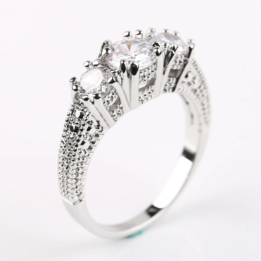 

Unisex 6 Colors Round Cut Cz Diamond Ring High Quality Factory Wholesale Women Girls Alloy Colorful Rings, White, black, red, green, purple, blue