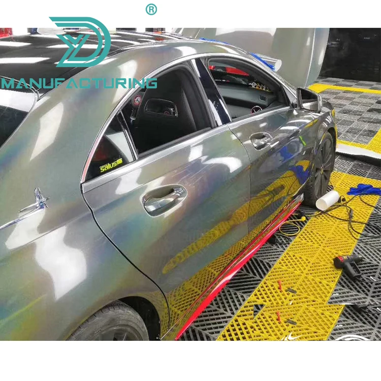 

1.52x18m Premium Light Grey Iridescence Laser Chrome Car Wrap Decoration Vinyl