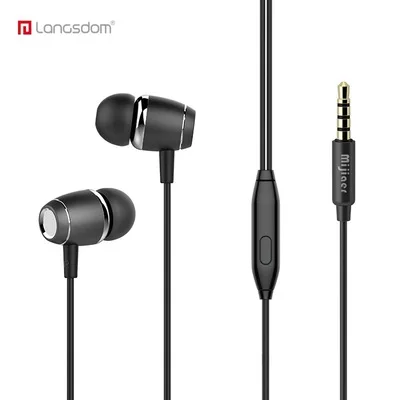 

Langsdom M22 colorful metal wired bass sound earbud high definition call cable control earphones for phone computer with mic