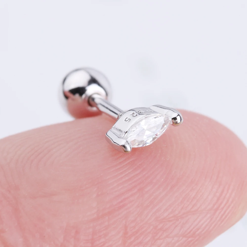 

Naisi Jewelry 925 Sterling Silver Oval Shape Cubic Zircon Cartilage Earrings