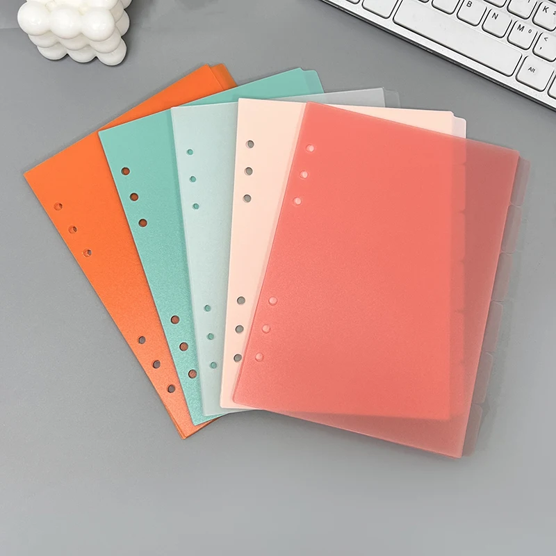 

Colorful Pvc Plastic A5 A6 A7 6 Holes Punch Note Book Index Page Divider with 6 Tabs Page for Ring Binders