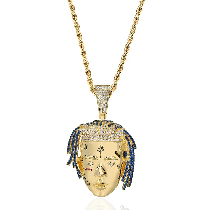 

Hiphop Iced Out Necklacs Jewelry Commemorate XXXtentacion Zircon Pendant Mens 18K Gold silver Necklace Wholesale