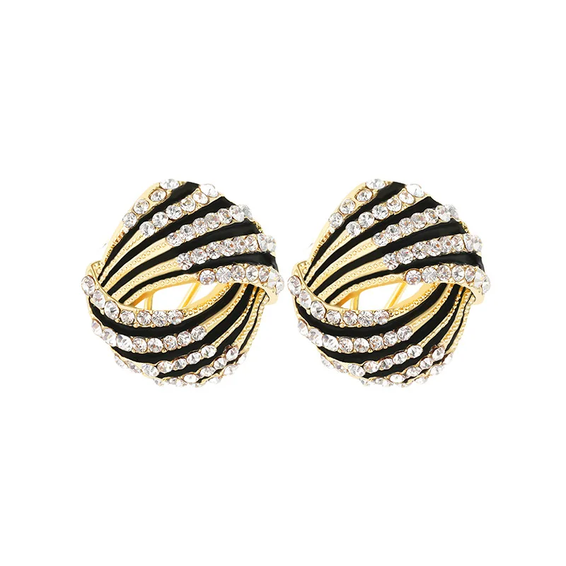 

925 Sterling Silver Hot Sale Top Quality Alloy creative threaded earrings with diamond filled