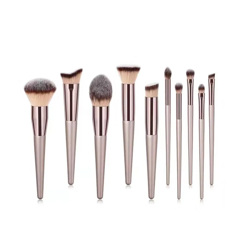 

Professional Private Label Foundation Cosmetic Kit Blending Highlighter Makeup Brush Set, Champagne gold