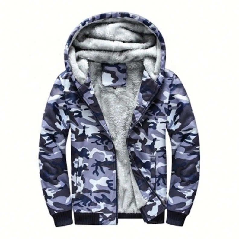 

Designer Autumn Style Fleece Camouflage Men's Jackets, Camouflage/blue