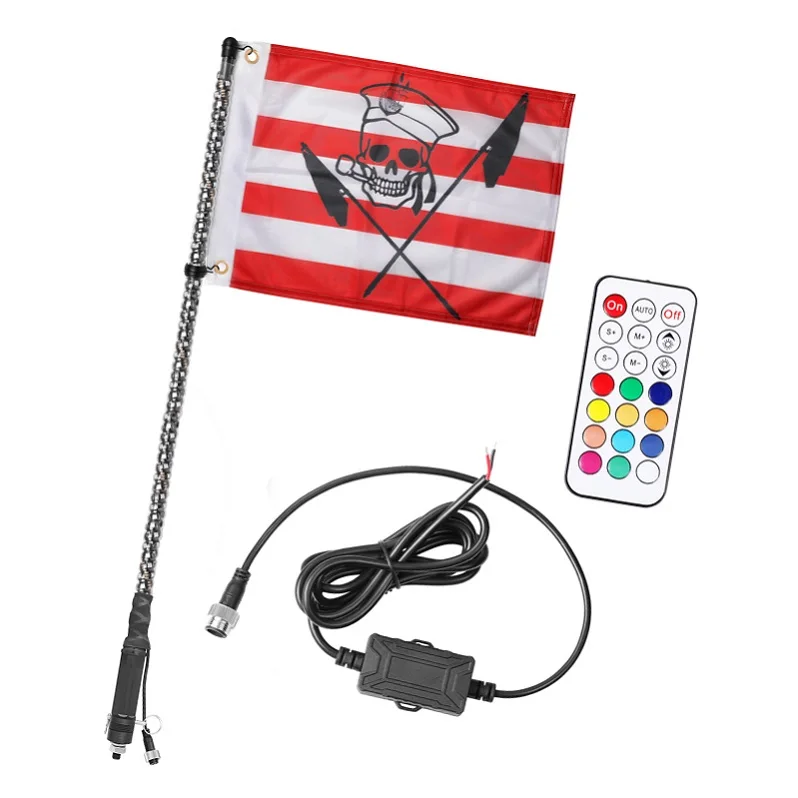 

1Pc Per Box 36 Inch 3Ft Handheld Rf Remote Quick Disconnect Dune Led Whip, Dancing chasing rgb colors