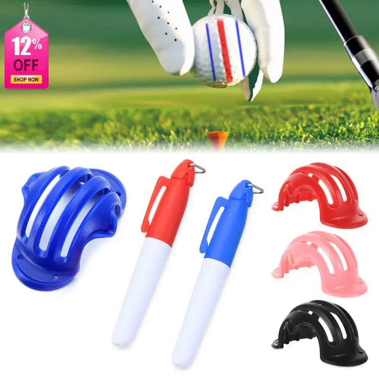 

New Design Golf Line Drawing Device Golf Ball Triple Track 3 Line Marker Stencil Chrome Soft Golf Ball Liner Alignment marker, Black,blue,purple,red,custom