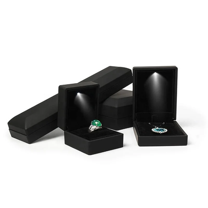 

2020 led jewelry box set packaging box for jewelry earring ring black cheap bracelet necklacet custom logo wholesale, Red,purple,blue,black.